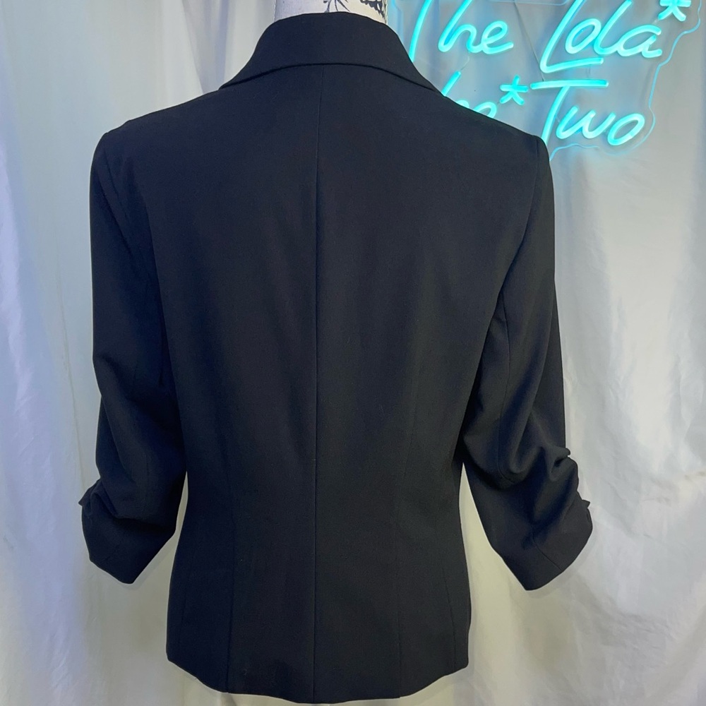 ELIZA J • Black Single Button Ruched Sleeve Blazer • Preppy • Business Casual • - Picture 7 of 14